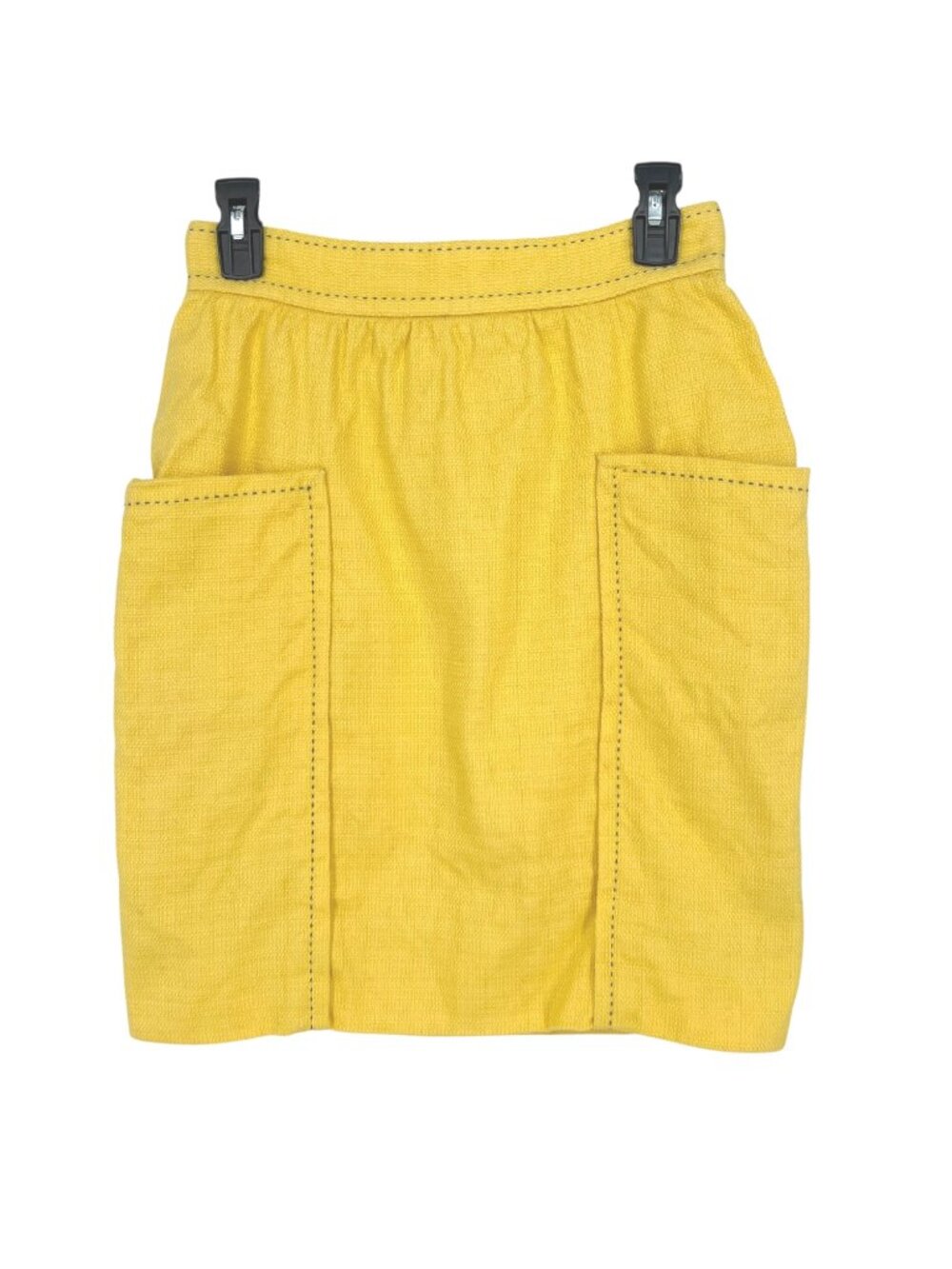 Cartonnier Anthropologie Yellow Textured Cotton Skirt Pockets Size 4 Mod Twee